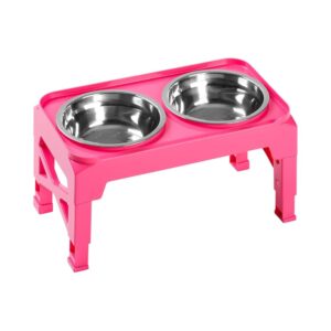 Pink Elevated Stainless Steel Dog Bowls