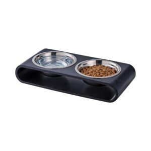 Black Marble Elevated Dog Bowls Set