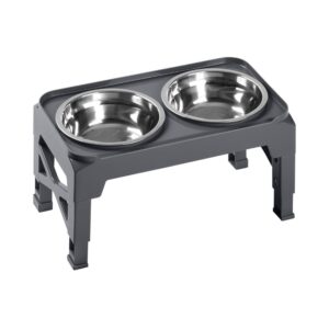Grey Elevated Stainless Steel Dog Bowls