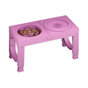 Pink Adjustable Elevated Dog Bowl Stand