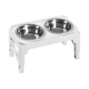White Elevated Stainless Steel Dog Bowls