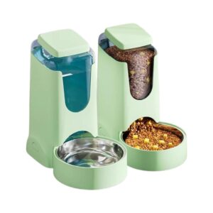 Green Automatic Gravity Dog Feeder Set