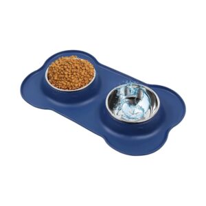 Blue Non-Slip Stainless Steel Feeding Bowls