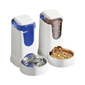 White Automatic Gravity Dog Feeder Set